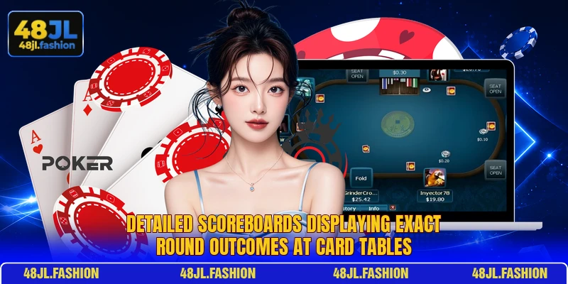 Detailed scoreboards displaying exact round outcomes at card tables