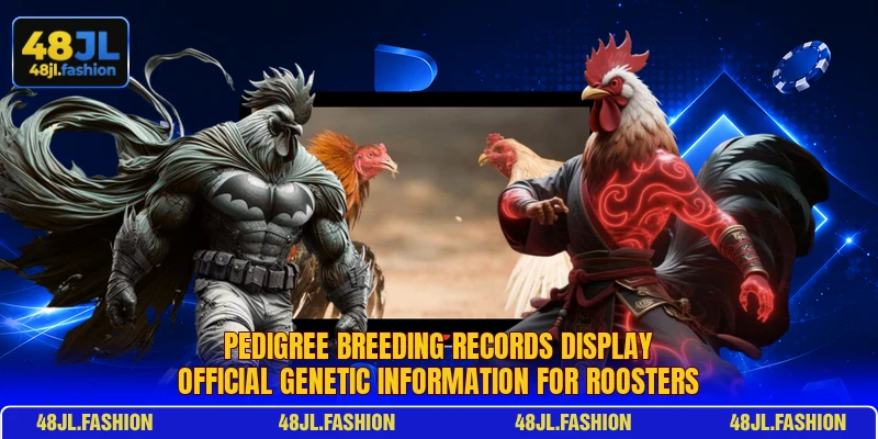 Pedigree Breeding records display official genetic information for roosters