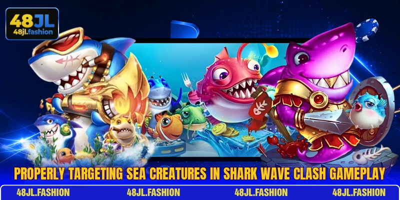 Properly targeting sea creatures in Shark Wave Clash gameplay