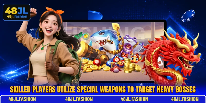 Skilled players utilize special weapons to target heavy bosses