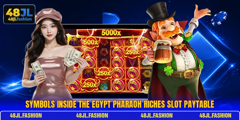 Symbols inside the Egypt Pharaoh Riches slot paytable Symbols inside the Egypt Pharaoh Riches slot paytable